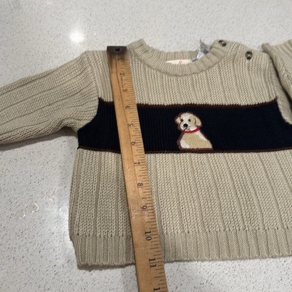 b.t. kids White Blue Embroidered Dog Sweater Baby Toddler Boy Size 3/6 month - Picture 8 of 8